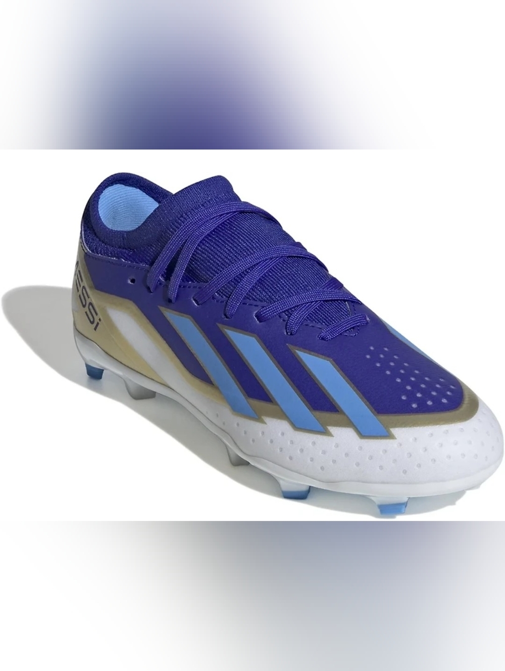 Adidas Kids Purple Soccer Cleats with Light Blue Stripes